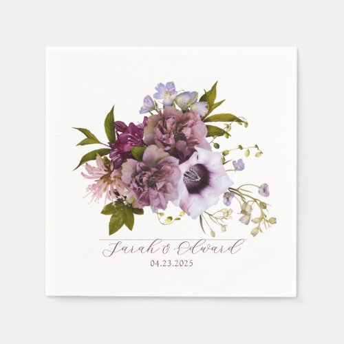 Eggplant Purple Plum Floral  Napkins