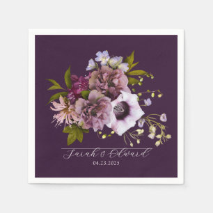Eggplant Purple Plum Floral Napkins