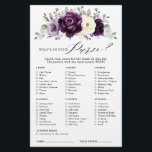 Eggplant Purple Plum Ivory Boho Bridal Shower Game<br><div class="desc">Elegant floral midsummer bridal shower game features a bouquet of watercolor roses peonies in shades of purple plum, champagne ivory floral and sage , lush green botanical eucalyptus leaves. Please find more matching designs and variations from my "blissweddingpaperie" store. And feel free to contact me for further customization or matching...</div>