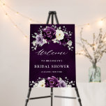 Eggplant Purple Plum Ivory Bridal Shower Welcome F Foam Board<br><div class="desc">Elegant floral midsummer bridal shower welcome poster features a bouquet of watercolor roses peonies in shades of purple plum, champagne ivory floral and sage , lush green botanical eucalyptus leaves. Please find more matching designs and variations from my "blissweddingpaperie" store. And feel free to contact me for further customization or...</div>