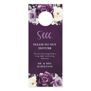 Eggplant Purple Plum Ivory Wedding Do Not Disturb  Door Hanger
