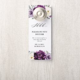 Eggplant Purple Plum Ivory Wedding Do Not Disturb Door Hanger