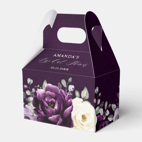 Eggplant Purple Plum Ivory White Bridal Shower Favor Boxes