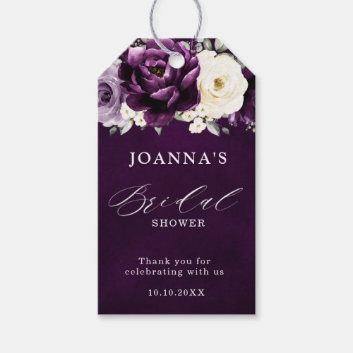 Eggplant Purple Plum Ivory White Bridal Shower Gi Gift Tags