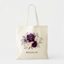 Eggplant Purple Plum Ivory White Bridesmaid Gift T