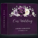 Eggplant Purple Plum Ivory White Floral Wedding 3  Ring Binder<br><div class="desc">Elegant floral midsummer wedding photo album binder features a bouquet of watercolor roses peonies in shades of purple plum, champagne ivory floral and sage , lush green botanical eucalyptus leaves. Please find more matching designs and variations from my "blissweddingpaperie" store. And feel free to contact me for further customization or...</div>