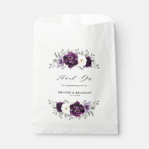 Eggplant Purple Plum Ivory White Floral Wedding Favor Bag