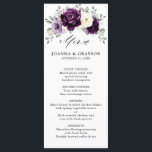 Eggplant Purple Plum Ivory White Floral Wedding Menu<br><div class="desc">Elegant floral midsummer wedding menu features a bouquet of watercolor roses peonies in shades of purple plum, champagne ivory floral and sage , lush green botanical eucalyptus leaves. Please find more matching designs and variations from my "blissweddingpaperie" store. And feel free to contact me for further customization or matching items....</div>
