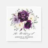 Eggplant Purple Plum Ivory White Floral Wedding