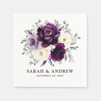 Eggplant Purple Plum Ivory White Floral Wedding