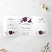 Eggplant Purple Plum Ivory White Floral Wedding