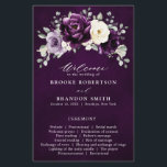 Eggplant Purple Plum Ivory White Wedding Program<br><div class="desc">Elegant floral midsummer wedding program features a bouquet of watercolor roses peonies in shades of purple plum, champagne ivory floral and sage , lush green botanical eucalyptus leaves. Please find more matching designs and variations from my "blissweddingpaperie" store. And feel free to contact me for further customization or matching items....</div>