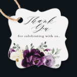 Eggplant Purple Plum Ivory White Wedding Thank you Favor Tags<br><div class="desc">Elegant floral midsummer wedding thank you favor tag features a bouquet of watercolor roses peonies in shades of purple plum, champagne ivory floral and sage , lush green botanical eucalyptus leaves. Please find more matching designs and variations from my "blissweddingpaperie" store. And feel free to contact me for further customization...</div>