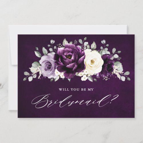 Eggplant Purple Plum Will you be my Bridesmaid Inv Invitation