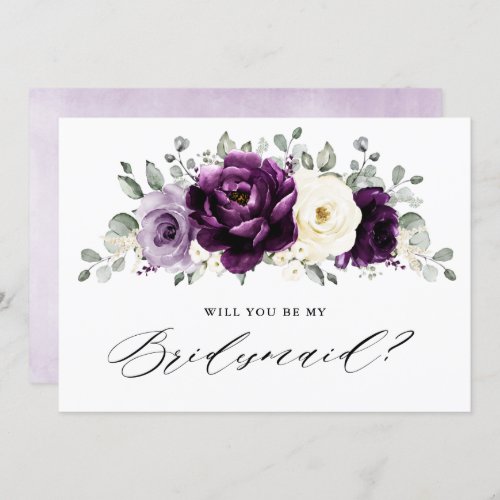 Eggplant Purple Plum Will you be my Bridesmaid Invitation