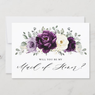 Eggplant Purple Plum Will you be my Maid of Honor Invitation