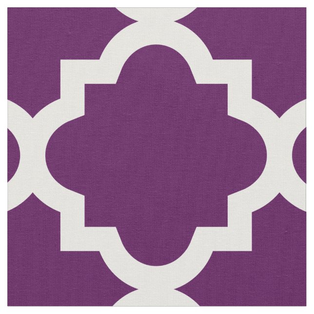 Eggplant Purple Quatrefoil Pattern | Fabric (Close Up)