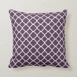 Eggplant Purple Quatrefoil Throw Pillow