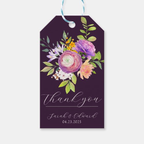 Eggplant Purple Ranunculus Floral Gift Tags