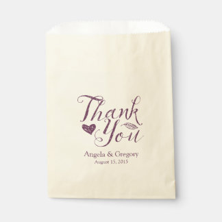 Eggplant Purple Thank You Wedding Favor Bag