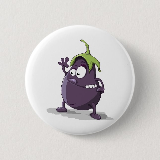 Eggplant purple vegetable eyes button (Front)