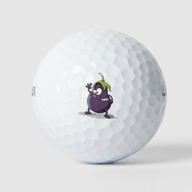 Eggplant purple vegetable eyes golf balls (Front)