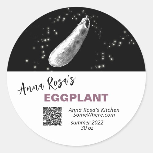   EGGPLANT QR AP30  DEHYDRATED CANNING FREEZE CLASSIC ROUND STICKER