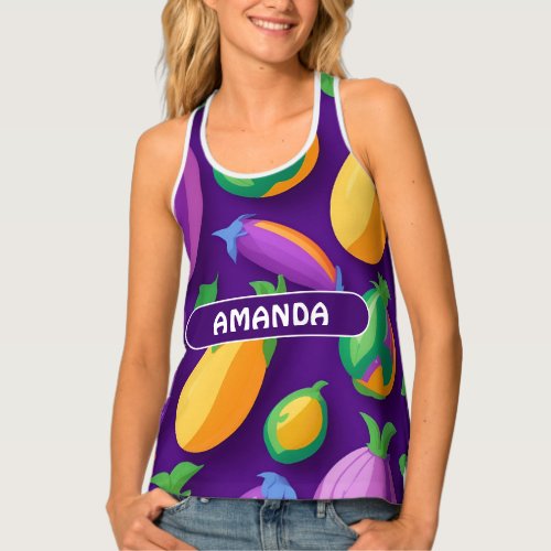 Eggplant Rainbow Colorful Personalized Pattern Tank Top