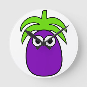 Eggplant Round Clock
