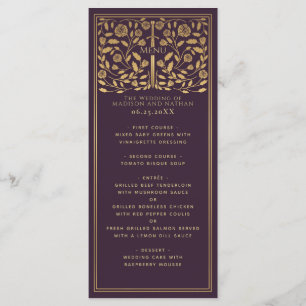 Eggplant Royal Medieval Sword Wedding Flat Menu