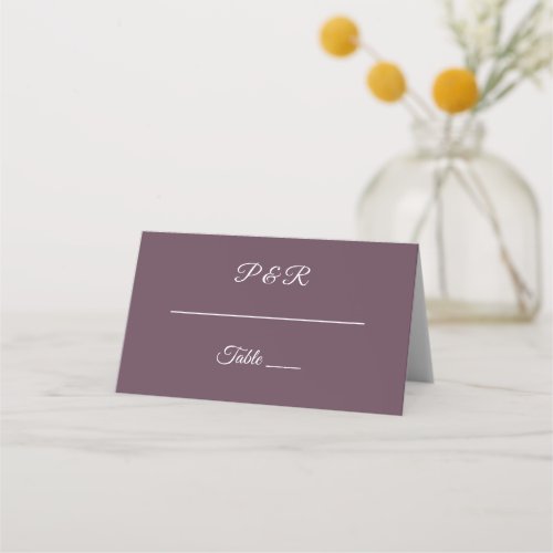 Eggplant Simple Stylized Script Wedding Place Card