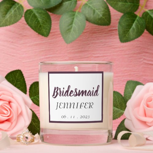 Eggplant Stylized Bridesmaid Name Scented Candle