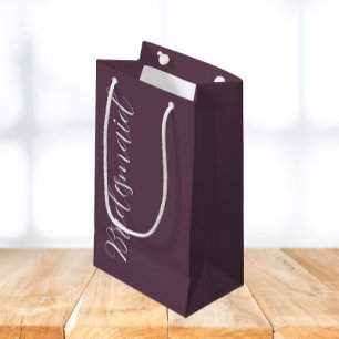 Eggplant Stylized Script Wedding Bridesmaid Small Gift Bag