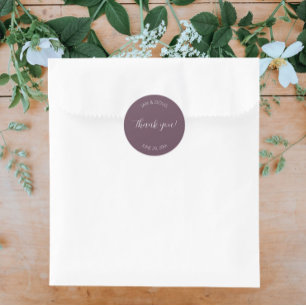 Eggplant Stylized Wedding Thank You Classic Round Sticker