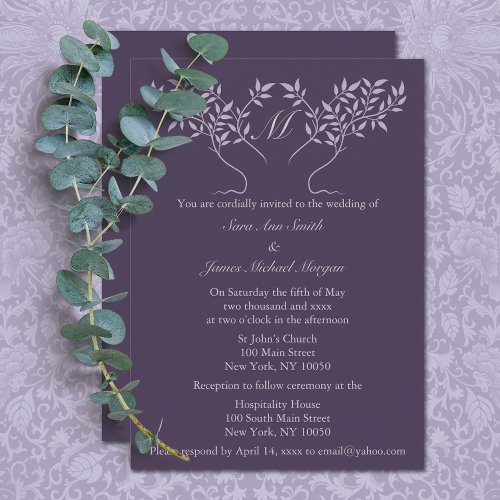 Eggplant Tree of Life Wedding Invites