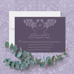 Eggplant Tree of Life Wedding RSVP Card