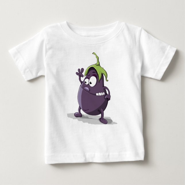 Eggplant Vegetable Character Cartoon Baby T-Shirt (Front)