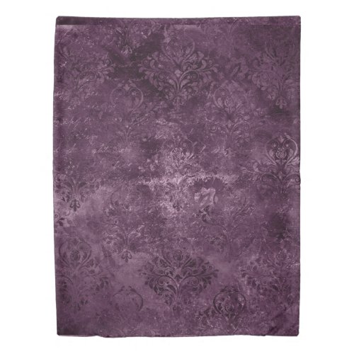 Eggplant Velvet Damask | Plum Purple Grunge Floral Duvet Cover