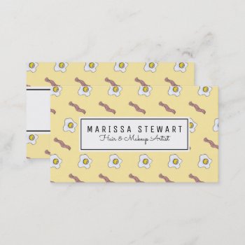 Eggs And Bacon Breakfast Foodie Funny Pattern Business Card by BlackStrawberry_Co at Zazzle