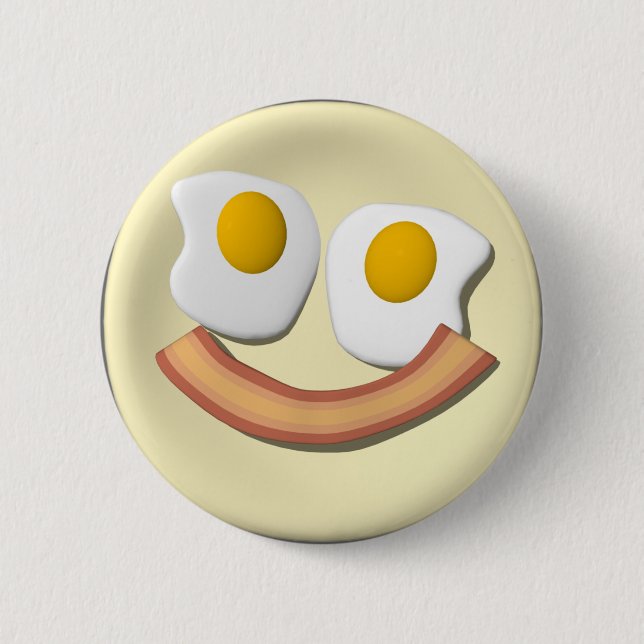 Eggs and bacon face . pinback button (Front)