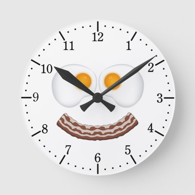 Eggs and Bacon Grin Round Clock (Front)