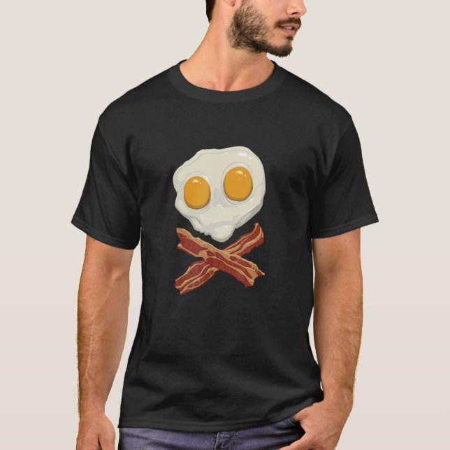 Eggs and Bacon Skull and Crossbones T-Shirt (Front)