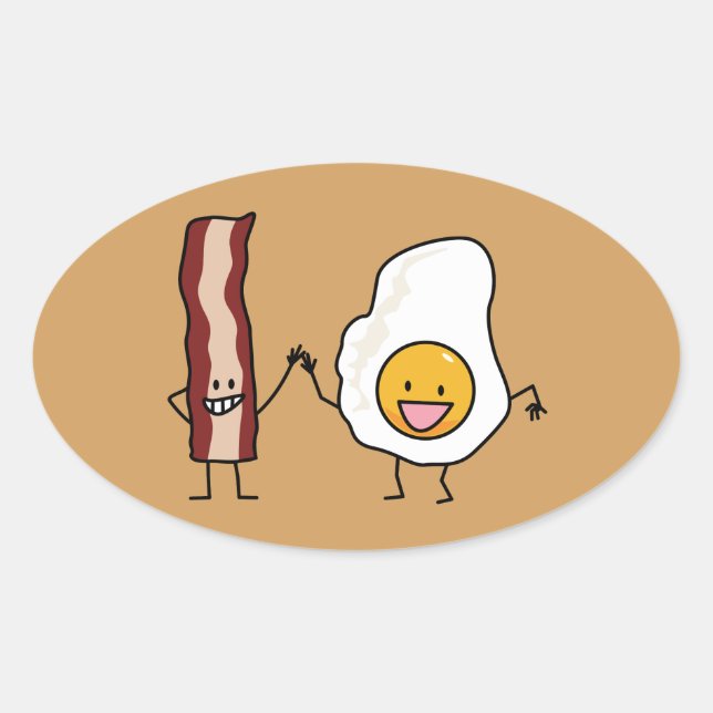 Eggs and Bacon Strips Combo Egg Breakfast Oval Sticker (Front)