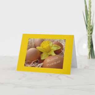 Eggs and daffodil easter greeting - italian holiday card