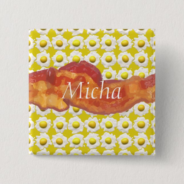 Eggs & Bacon Breakfast Monogram Button (Front)