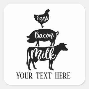 eggs bacon milk add text Farm Square Sticker