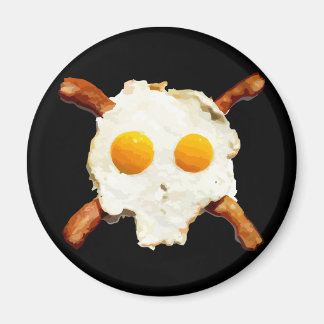 Eggs & Bacon Skull - Black Background Magnet