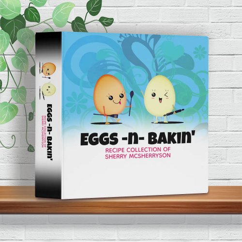Eggs baking utensils personalized cookbook recipe 3 ring binder