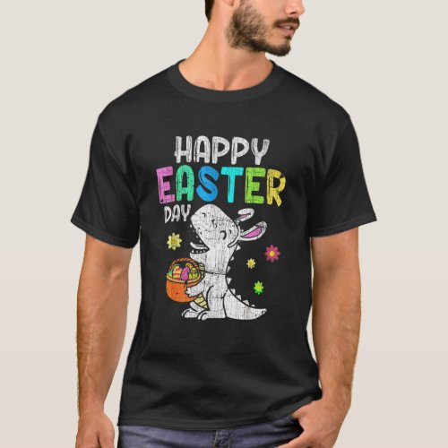 Eggs Basket Bunny Rex Dinosaur Happy Easter Day 2 T_Shirt