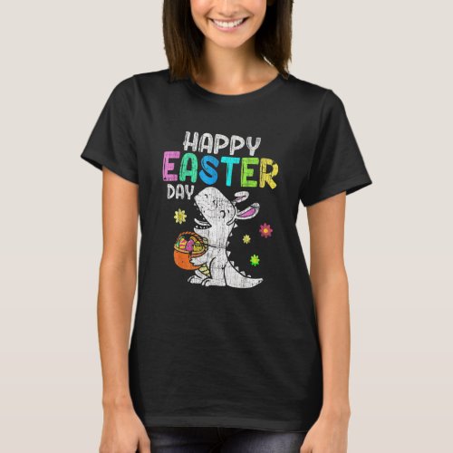 Eggs Basket Bunny Rex Dinosaur Happy Easter Day 2 T_Shirt
